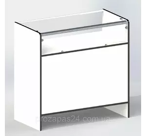 Прилавок торговый из ДСП со стеклянной витриной белый "СТАНДАРТ" АЛ-2.1 88х60х50 с алюмин. вставками