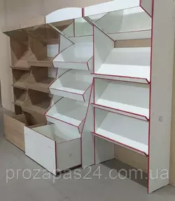 Стеллажи овощные с фризом зеркальным Белый / Дуб Сонома Стеллажи овощные с фризом зеркальным Белый / Дуб Сонома