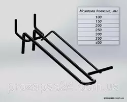 Крючок 400мм черный двойной с ценникодержателем на перфорацию торговый стеллаж Крючок 400мм черный двойной с ценникодержателем на перфорацию торговый стеллаж