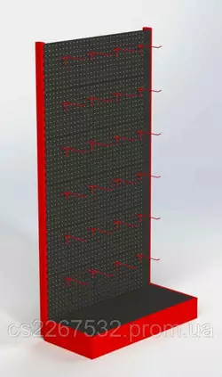 Стеллаж 1970х970мм с перфорированной стенкой под крючки торговый пристенный  для магазина Стеллаж 1970х970мм с перфорированной стенкой под крючки торговый пристенный  для магазина