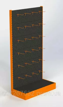 Стеллаж 1970х970мм с перфорированной стенкой под крючки торговый пристенный  для магазина Стеллаж 1970х970мм с перфорированной стенкой под крючки торговый пристенный  для магазина