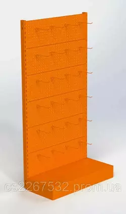 Стеллаж 1970х970мм с перфорированной стенкой под крючки торговый пристенный  для магазина Стеллаж 1970х970мм с перфорированной стенкой под крючки торговый пристенный  для магазина