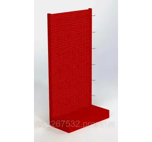 Стеллаж 1970х970мм с перфорированной стенкой под крючки торговый пристенный  для магазина Стеллаж 1970х970мм с перфорированной стенкой под крючки торговый пристенный  для магазина