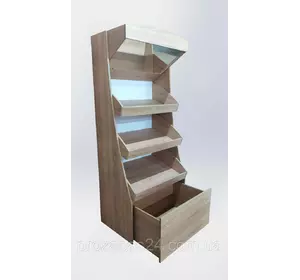 Стеллаж овощной "Дуб Сонома"  200х90х35см с фризом зеркальным и выдвижным ящиком Стеллаж овощной "Дуб Сонома"  200х90х35см с фризом зеркальным и выдвижным ящиком