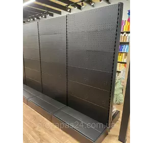 Торговые стеллажи пристенные перфорированные выбор по размерам и цвету Торговые стеллажи пристенные перфорированные выбор по размерам и цвету