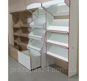 Стеллажи овощные с фризом зеркальным Белый / Дуб Сонома Стеллажи овощные с фризом зеркальным Белый / Дуб Сонома