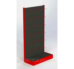 Стеллаж 1970х970мм с перфорированной стенкой под крючки торговый пристенный  для магазина Стеллаж 1970х970мм с перфорированной стенкой под крючки торговый пристенный  для магазина