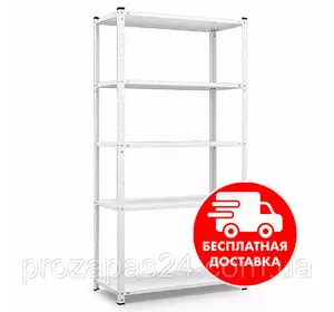 Стеллаж 184х95х44см 5 полок металлический полочный крашенный белый/чорний сборной на болтах Стеллаж 184х95х44см 5 полок металлический полочный крашенный белый/чорний сборной на болтах